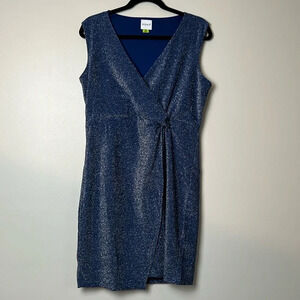 Serra Ladies Blue Sparkly Front Knot Sleeveless Dress Size L